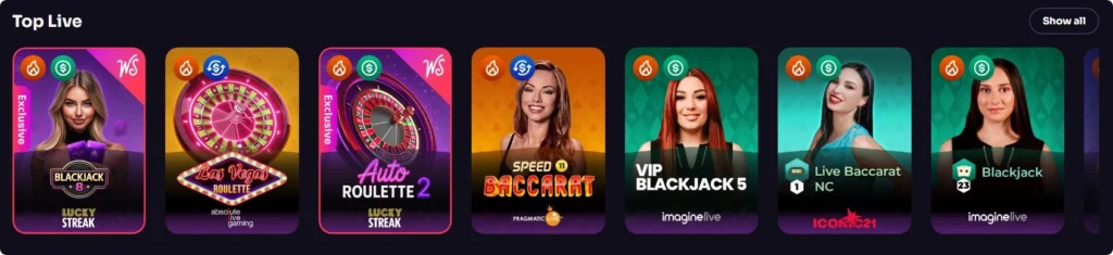 Evolution and Pragmatic Live tables with real dealers at WinSpirit