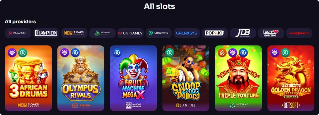 Over 1800 slot titles from 75+ providers available at WinSpirit