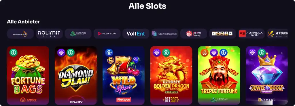 Über 1800 Slot-Titel von 75+ Anbietern bei WinSpirit