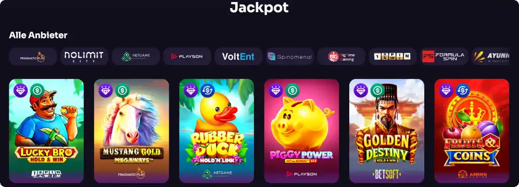 Feste und Netzwerk-Jackpot-Pools bei WinSpirit Casino
